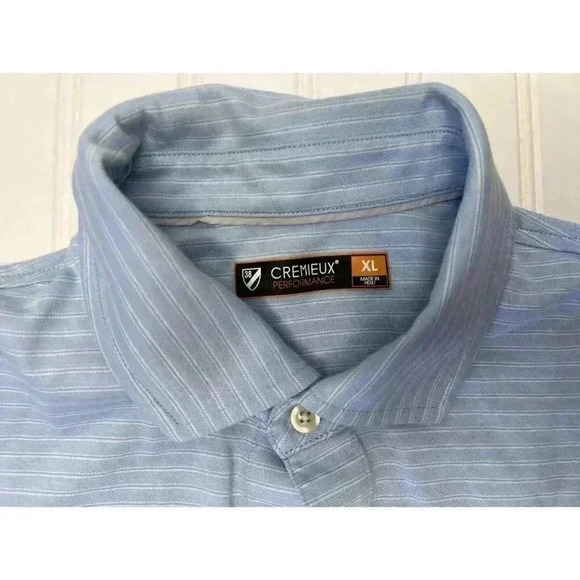Daniel Cremieux Performance Light Blue Short Sleeve Polo Shirt XL Striped - Picture 2 of 3